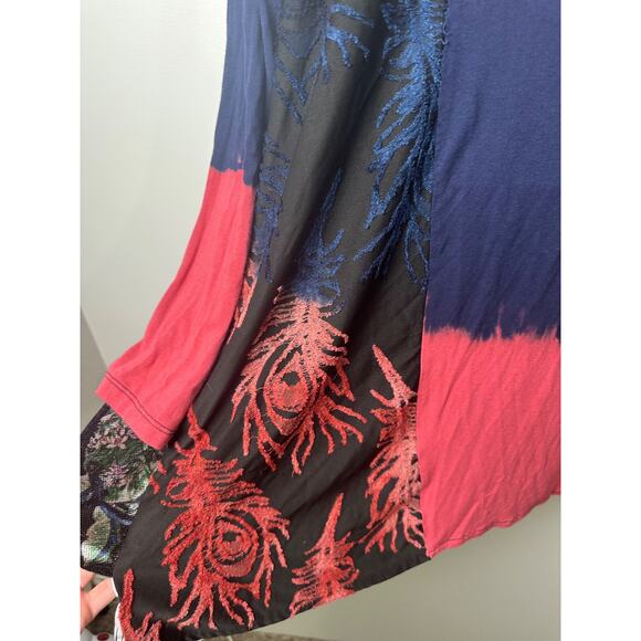 The Pyramid Collection Women’s XL Slinky Cardigan Art to wear lace Tie Dye D1 - Picture 5 of 9